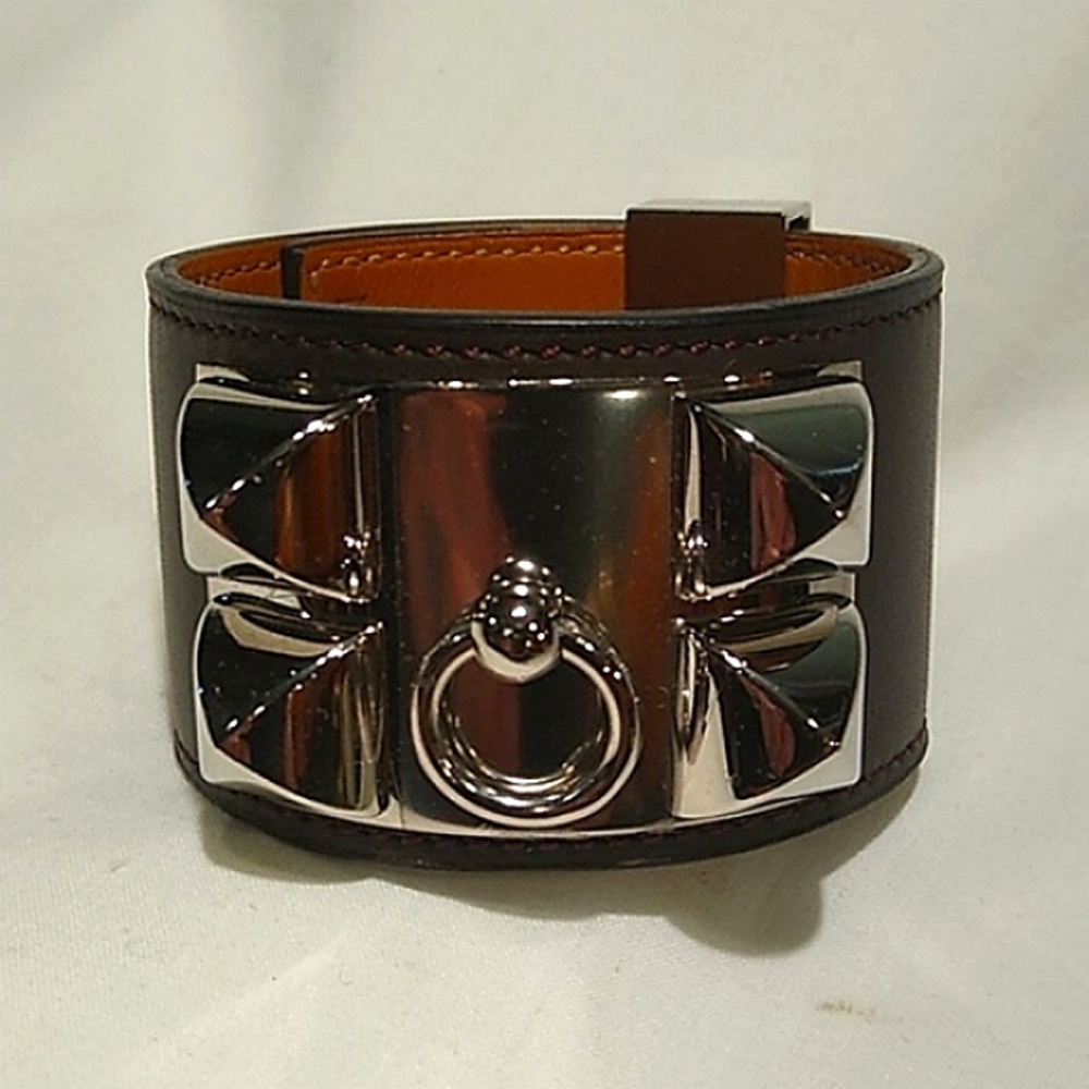Hermes chocolate brown Collier de chien cuff